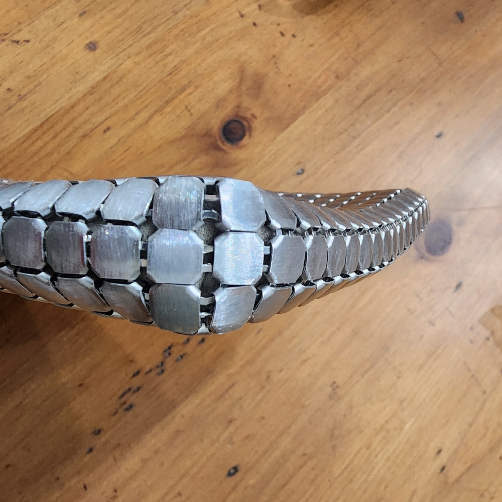 Vintage Whiting & Davis Aluminum Mesh Clutch With Zipper Closure. Art Deco - Picture 5 of 11